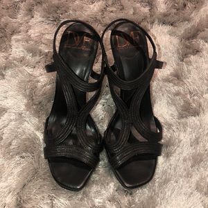 DVF black leather heels
